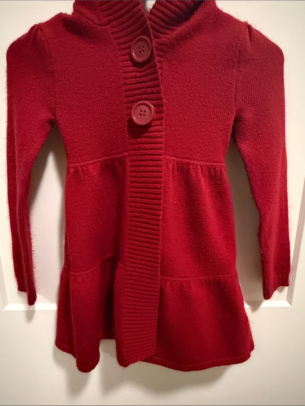 Takeout Girls' Red Button-Front Knit Jacket
